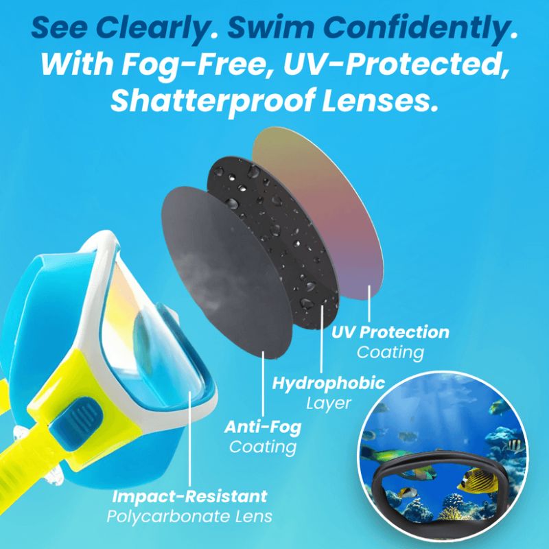 Mirrored Goggles with Clip Strap & Built-In Earplugs